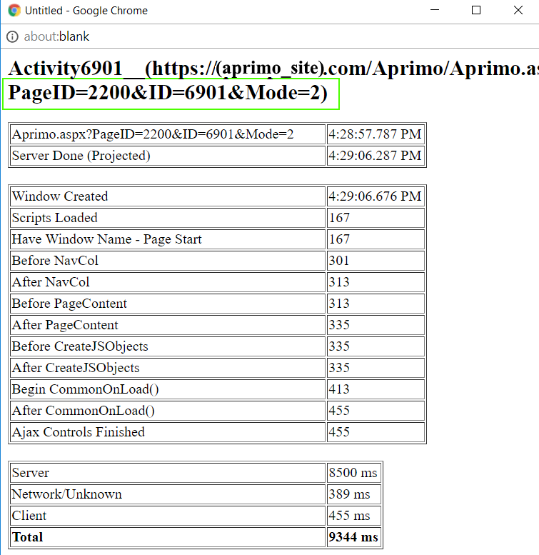 Example of Aprimo page info popup